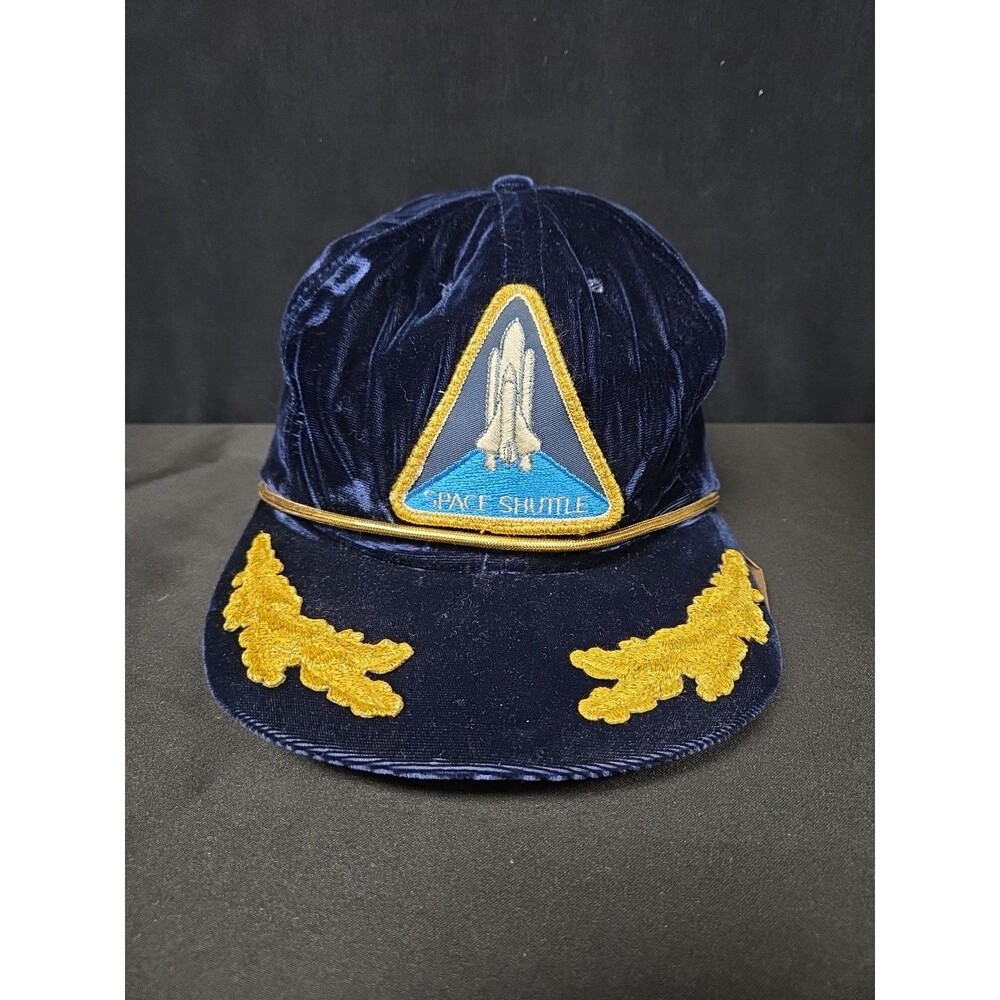 NASA Space Shuttle Snapback Crushed Velvet Blue Hat USA Vintage 80s K-Products